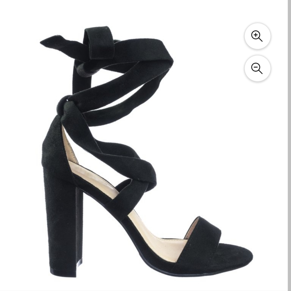 LILY11 BY GLAZE LACE UP HIGH BLOCK LEG WRAP STRAPPY DRESS SANDALS SIZE 8
